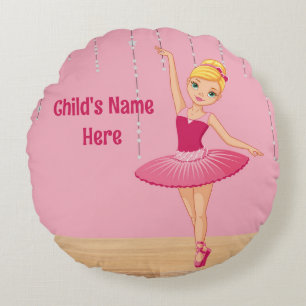 Elise Blonde Ballerina Round Throw Pillow