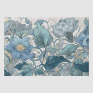 Elise Blue Nouveau Floral Garden Tissue Paper