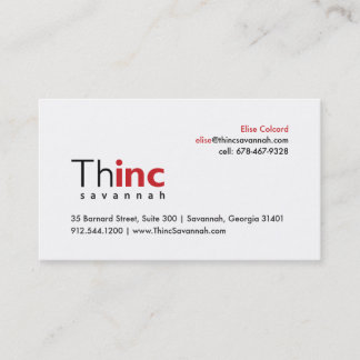 Elise's Business Card Thinc Savannah