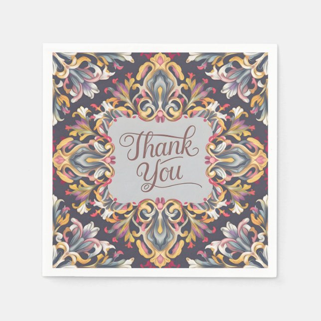 elit vintage baroque style elegant thank you  napkin (Front)