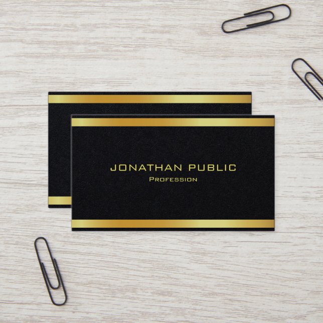 Elite Black & Gold Premium Black Paper Luxurious Business Card (Front/Back In Situ)