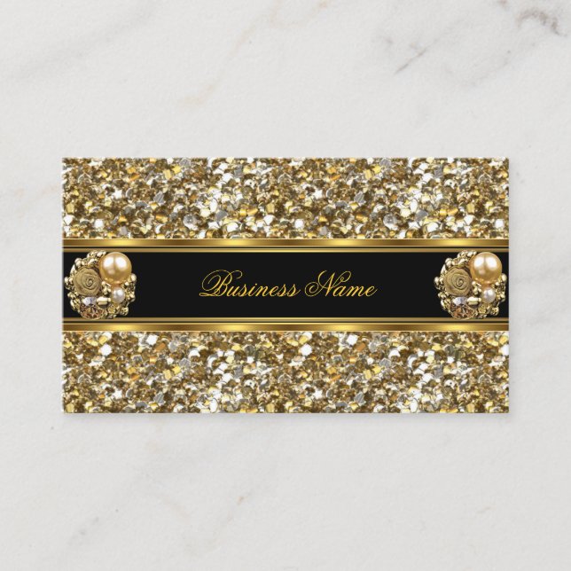 Elite Business Gold Elegant Glitter Jewel 2 Card (Front)