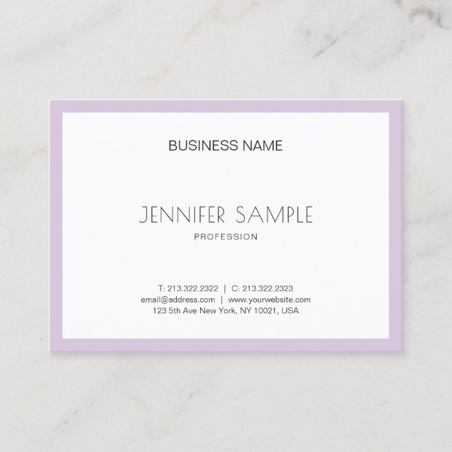 Elite Clean Design Trendy Violet Purple Luxury Business Card (Front)