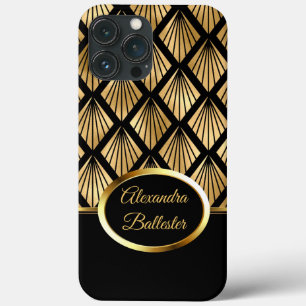 Elite Elegant Damask Art Deco Gold Black iPhone 13 Pro Max Case