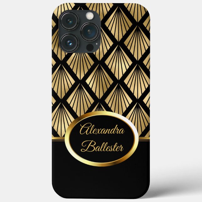 Elite Elegant Damask Art Deco Gold Black Case-Mate iPhone Case (Back)