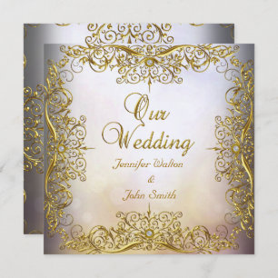Elite Elegant Wedding Beige Gold Invitation