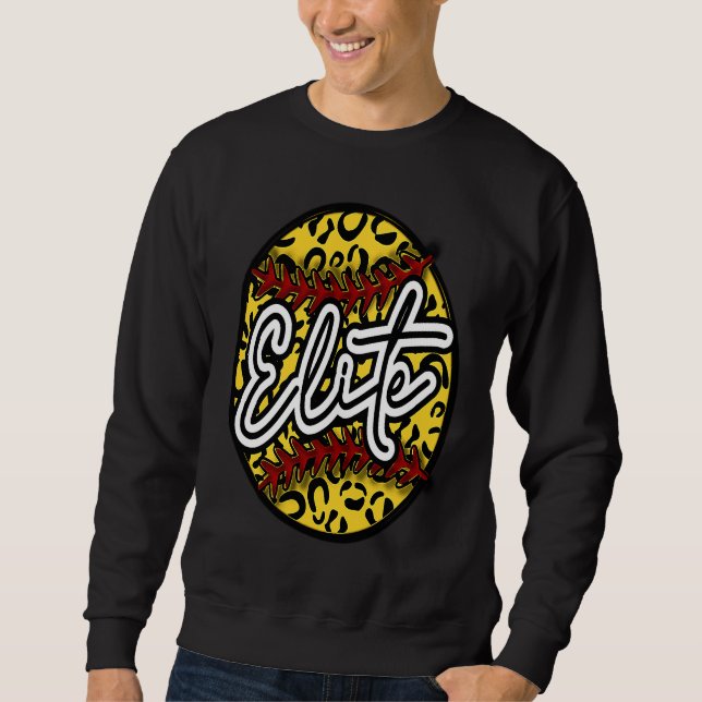 ELITE Leopard Cheetah Softball Team Trendy Cute Wo Sweatshirt (Front)