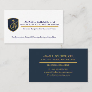 Elite Navy & Gold CPA Tax Preparer Business Card