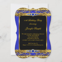 Elite Royal Blue Gold Damask Pearl Birthday Party