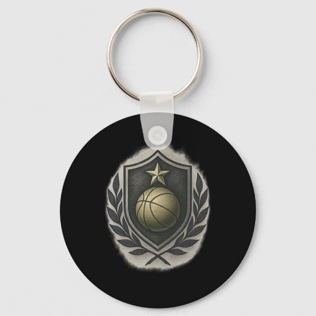 Elite Sketll Crest – Vintage Gold Emblem  Key Ring (Front)