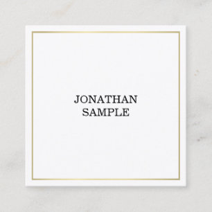Elite Sleek Design Trendy Gold Plain Modern Chic Square Business Card
