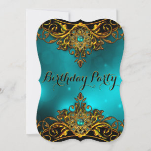 Elite teal Jade Gold Pearl Elegant Birthday Party Invitation