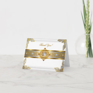 Elite Thank You Card Elegant White Gold