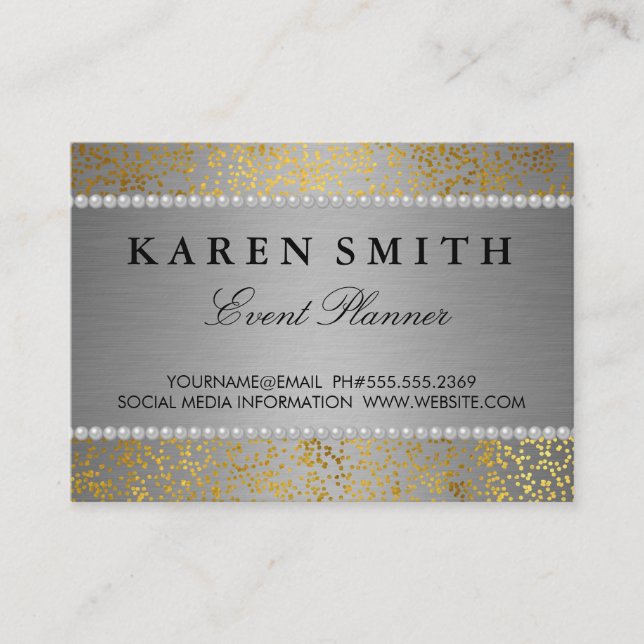 Elite VIP Luxe Silver / Gold Speckles Business Card (Front)