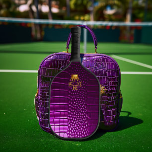 Elite Vivid Purple Faux Crocodile Monogrammed Pickleball Paddle