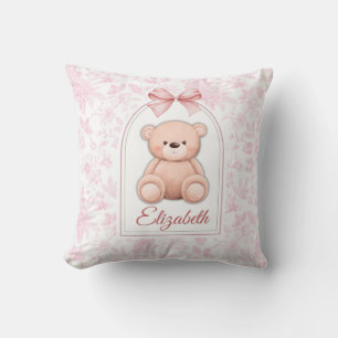 Elizabeth   Custom Pink Teddy Bear Nursery Design  Cushion
