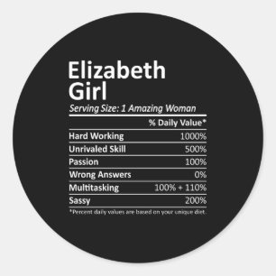 Elizabeth Girl Nj New Jersey Funny City Home Roots Classic Round Sticker
