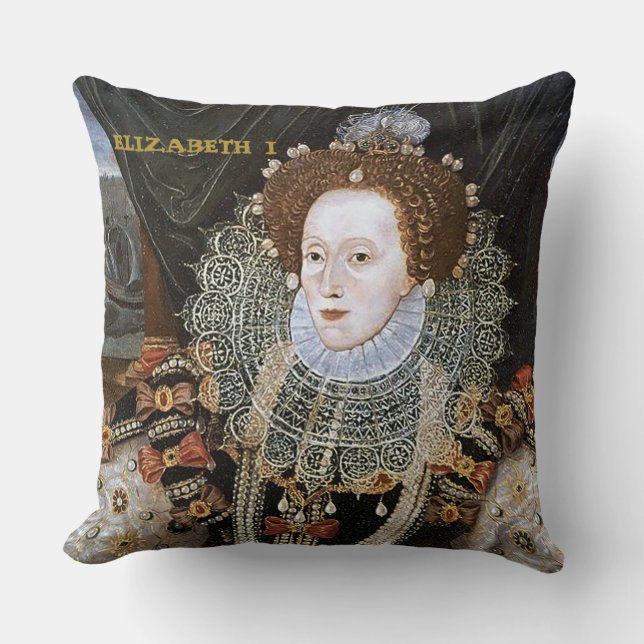 Elizabeth I and Anne Boleyn Queens of England Cushion (Front)