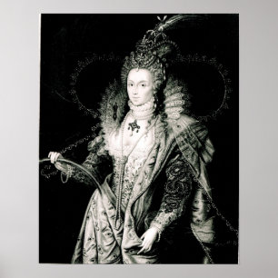 Elizabeth I drawn by W.Derby and engraved by Poster