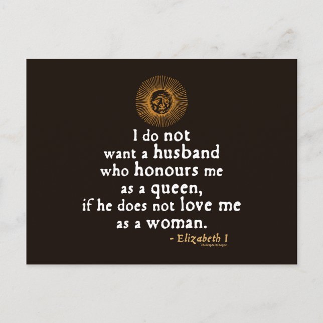 Elizabeth I Quote on Husbands Postcard (Front)