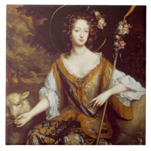Elizabeth Jones, Countess of Kildare, c.1684 (oil Tile