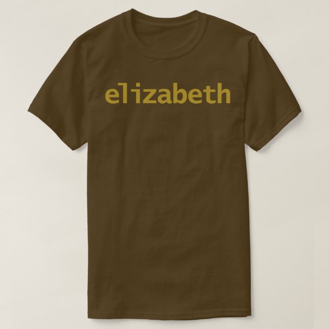 Elizabeth Minimal Typography Gold Text T-Shirt (Design Front)