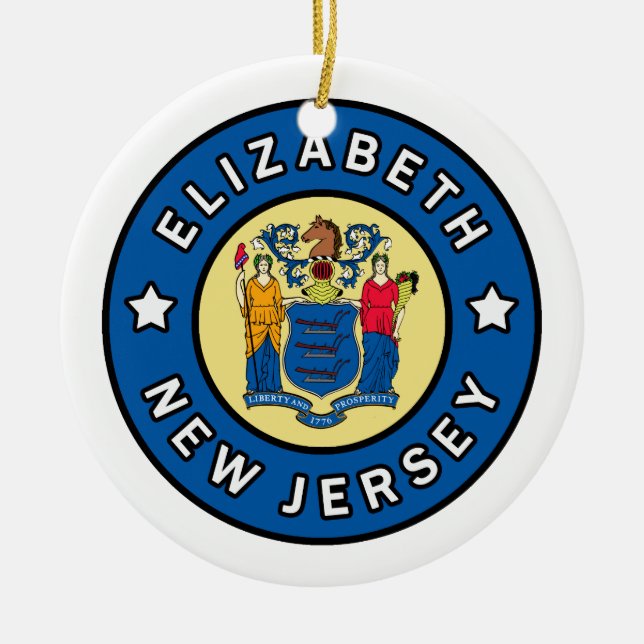Elizabeth New Jersey Ceramic Tree Decoration (Front)