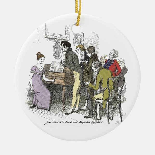 Elizabeth Performs - Jane Austen Pride & Prejudice Ceramic Tree Decoration (Front)