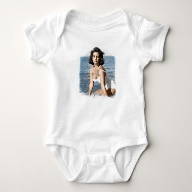 Elizabeth Taylor Beach   Baby Bodysuit (Front)