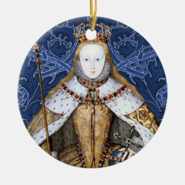 Elizabeth Tudor, Queen of England Ceramic Tree Decoration (Front)