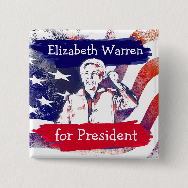 Elizabeth Warren for President 2020 Election 15 Cm Square Badge (Front)