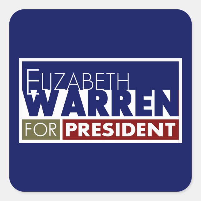 Elizabeth Warren for President V1 Square Sticker (Front)