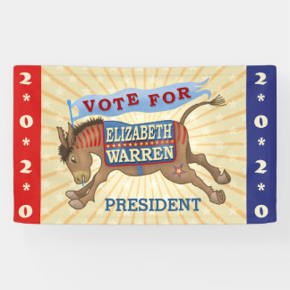 Elizabeth Warren President 2020 Democrat Donkey Banner