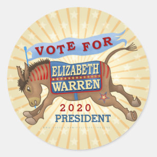 Elizabeth Warren President 2020 Democrat Donkey Classic Round Sticker
