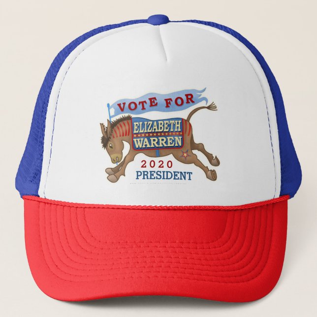 Elizabeth Warren President 2020 Democrat Donkey Trucker Hat (Front)
