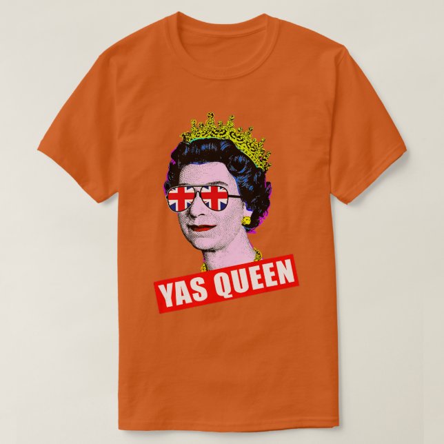 Elizabeth Yas Queen with Sunglasses Queen of Engla T-Shirt (Design Front)
