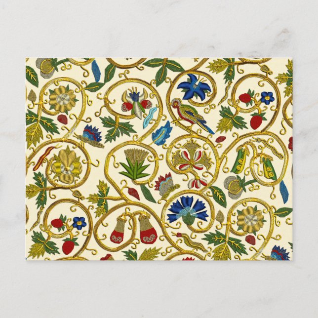 Elizabethan Swirl Embroideries - Goldwork imitatio Postcard (Front)