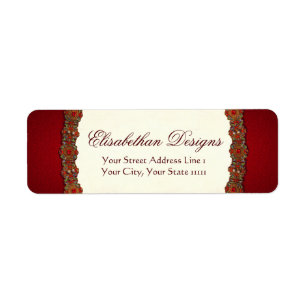 Elizabethan Tudor Damask Jewel Ruby Red