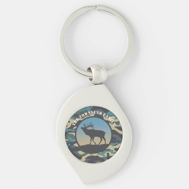 Elk and Camo Key Ring (Front)
