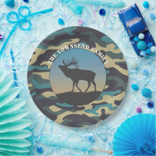 Elk and Camo Paper Plate