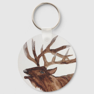 Elk animal painting print key ring