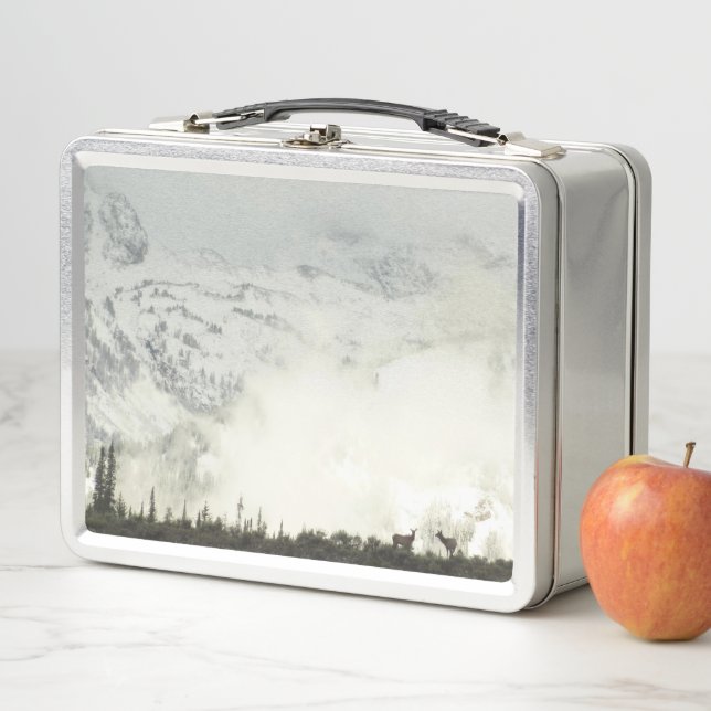 Elk at Grand Teton National Park Photography Metal Lunch Box (In Situ)