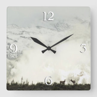 Elk at Grand Teton National Park Photography Square Wall Clock