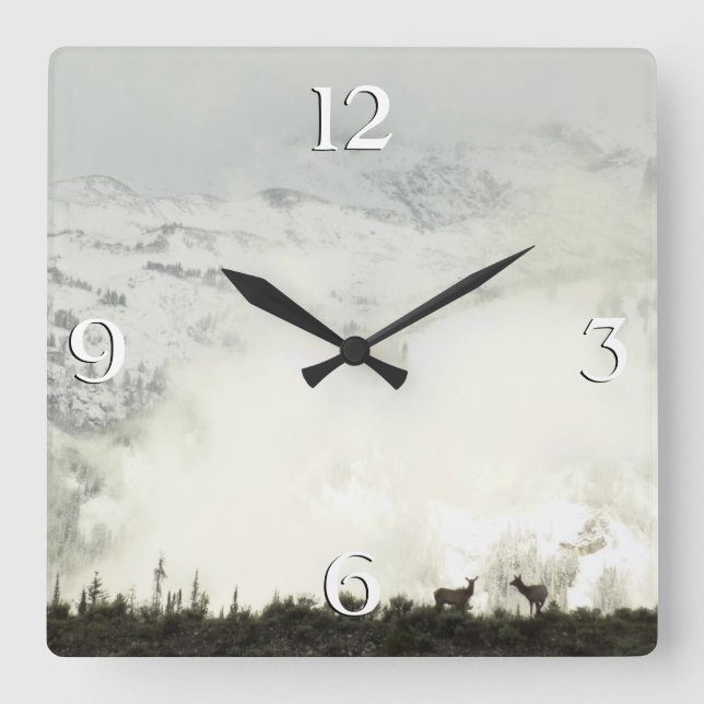 Elk at Grand Teton National Park Photography Square Wall Clock (Front)