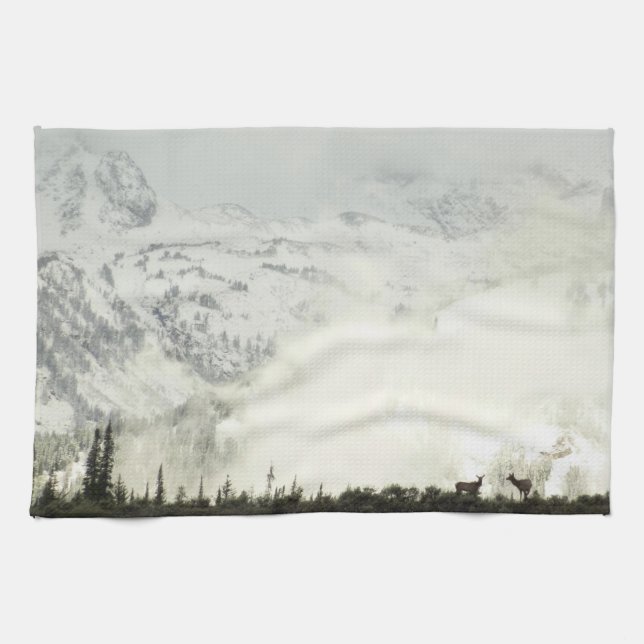 Elk at Grand Teton National Park Photography Tea Towel (Horizontal)