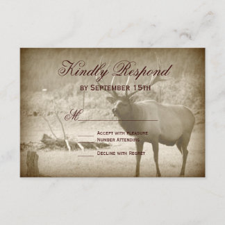 Elk Big Game Wildlife Antlers Wedding RSVP Cards