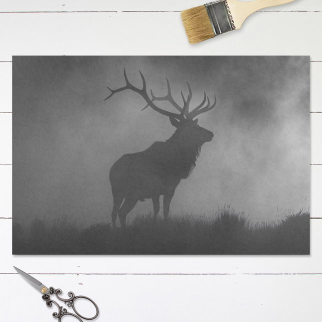 Elk Black and White Silhouette Decoupage Tissue Paper (Creator Uploaded)