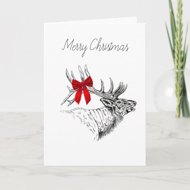 Elk Bow Christmas Card - Blank (Front)