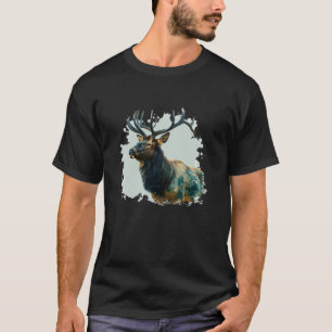 Elk Camouflage Camo Hunting Deer Forest Nature Gra T-Shirt