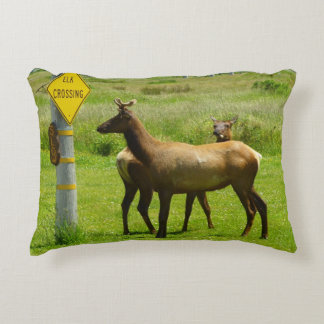 Elk Crossing California Wildlife Photography Decorative Cushion